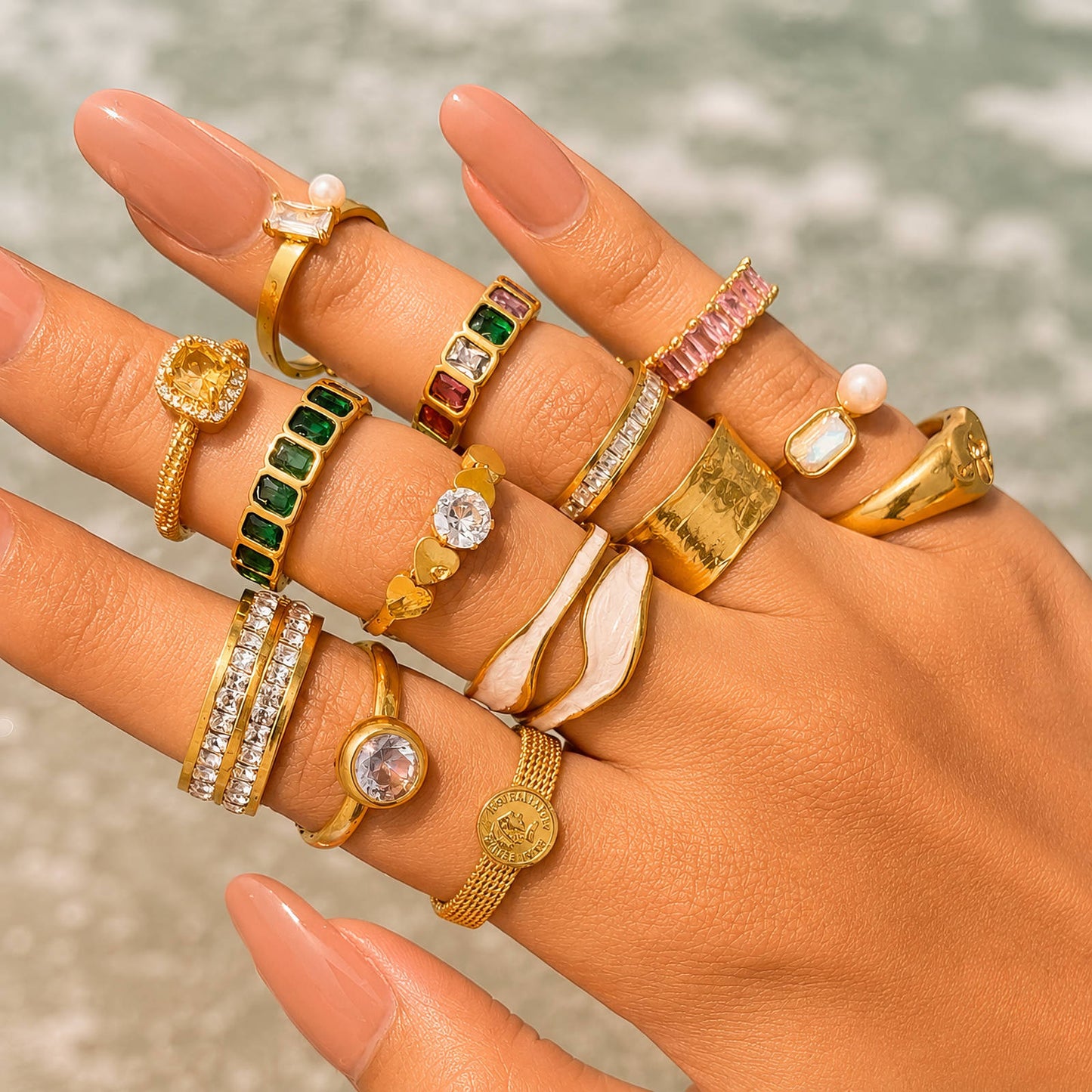 Elovaan Ring Gold Steel (Size 6) | 18K Gold PVD | Waterproof